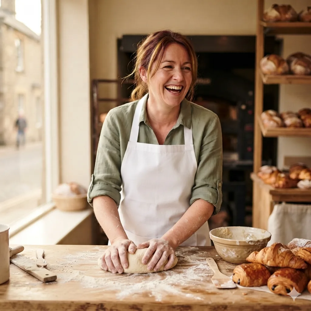 Small business bakery owner preparing dough in a bakery